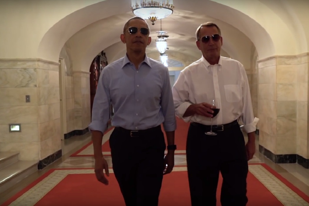 Barrack Obama sunglasses in Couch Commander video