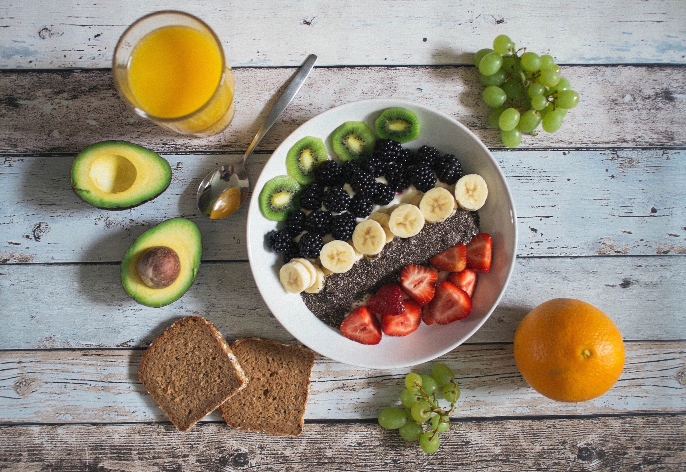 fruit and yoghurt breakfast